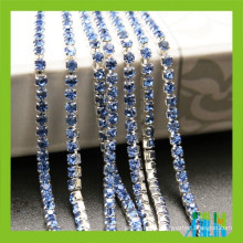 diamond rhinestones sapphire color crystal silver cup chain for shoes
